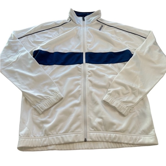 Reebok Retro White & Navy Lightweight Zip up Jacket Men’s Size Large - Picture 2 of 10